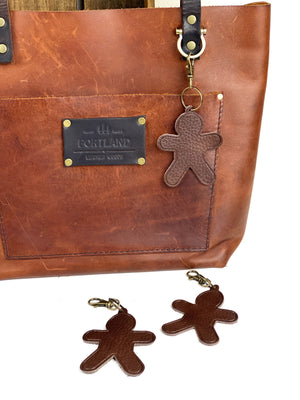 Leather Gingerbread Man Keychain