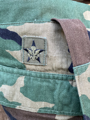 US Army Camo Jacket Upcylced Canvas Project Bag for Knitting Crochet Crafts