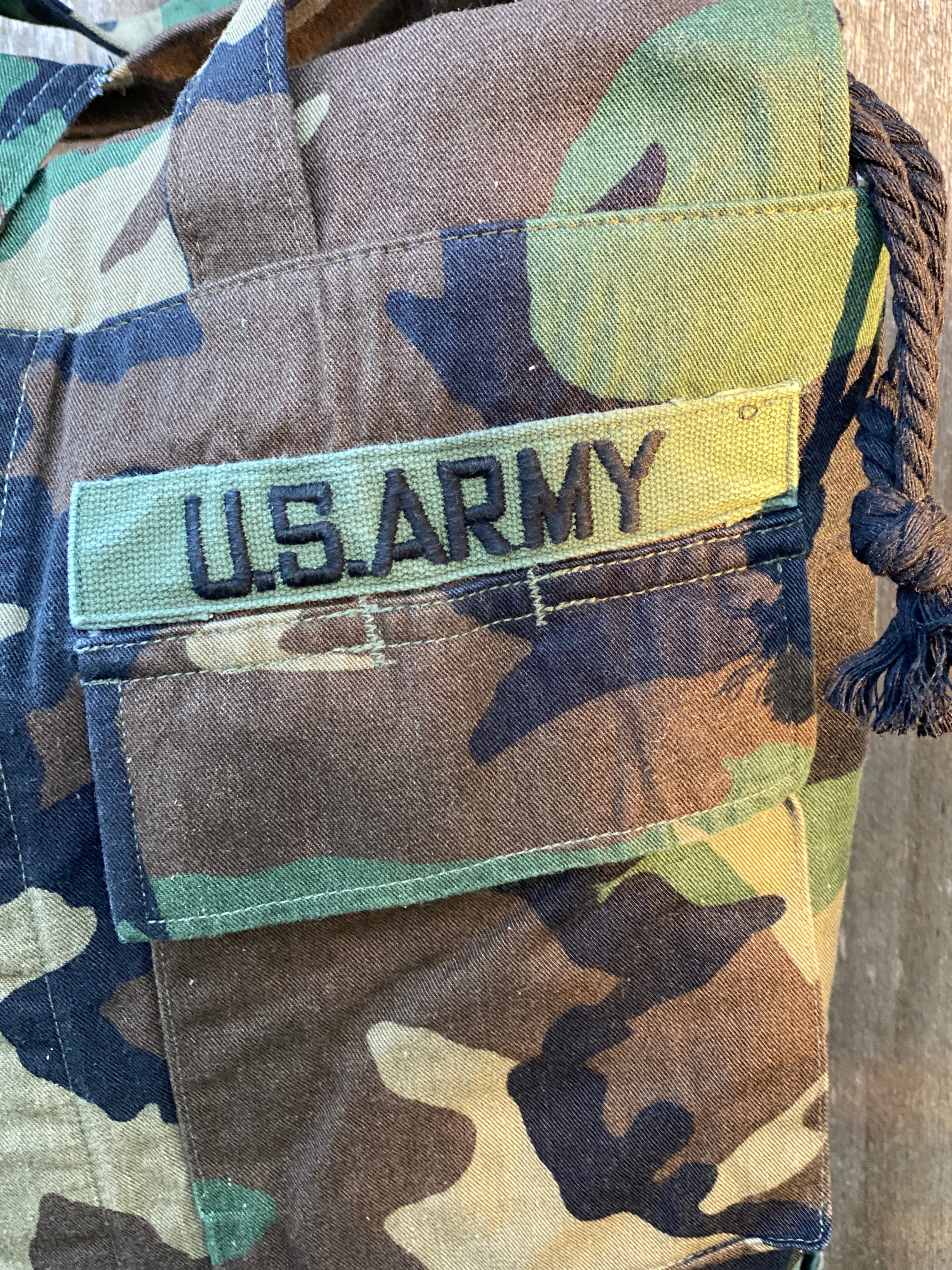 US Army Camo Jacket Upcylced Canvas Project Bag for Knitting Crochet Crafts
