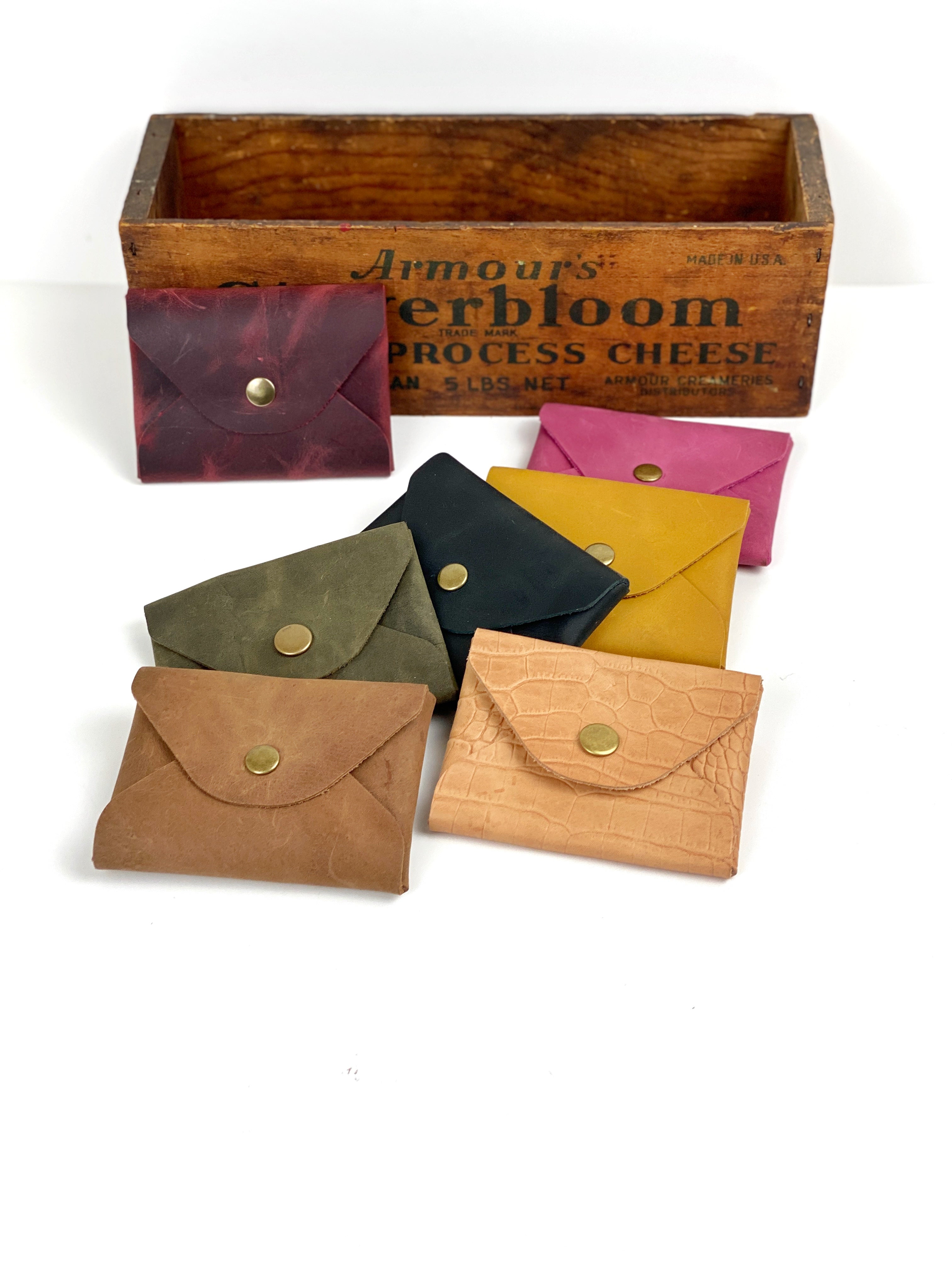 Mini Leather Card Cash Wallet, Gift Card Holder, Credit Card Snap Pouch, Small Snap Coin Purse