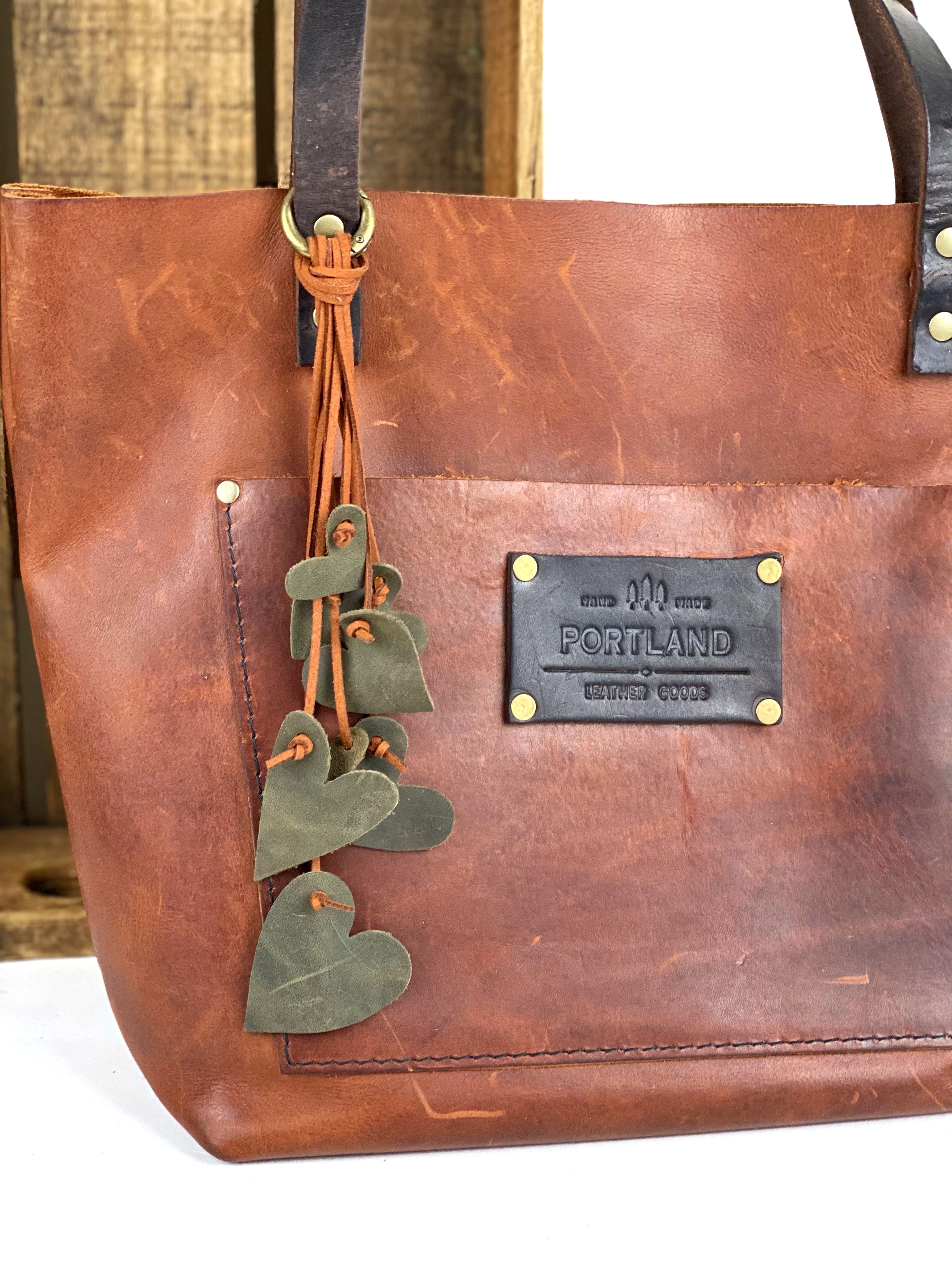 Cascading Hearts Leather Purse Tassel Bag Charm