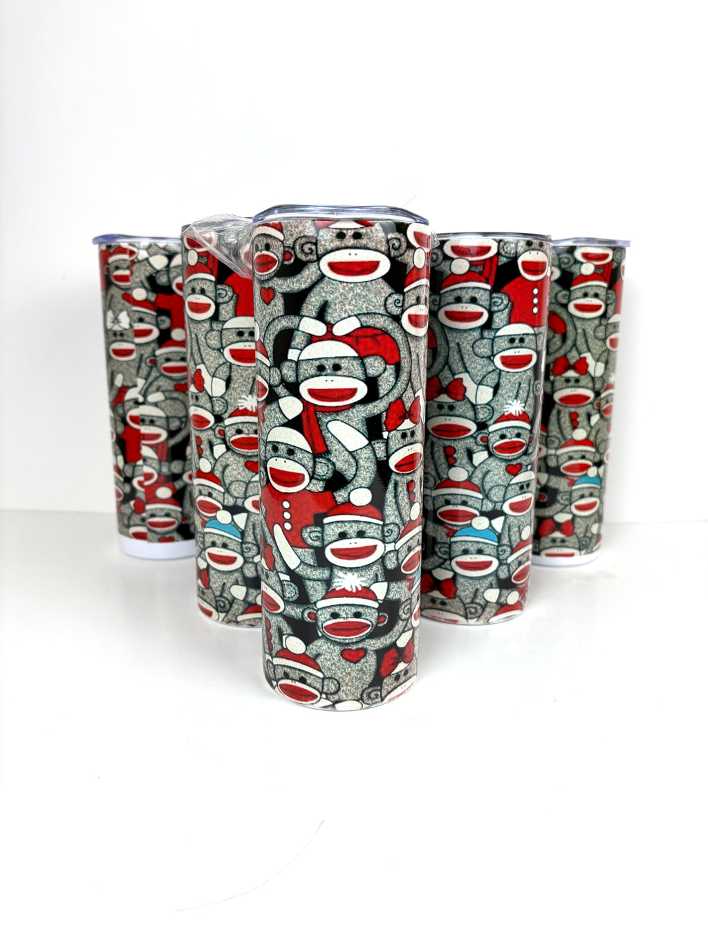 (Seconds) Sock Monkey Full Wrap 20 oz Stainless Steel Skinny Tumbler Sublimation
