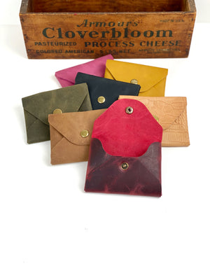 Mini Leather Card Cash Wallet, Gift Card Holder, Credit Card Snap Pouch, Small Snap Coin Purse