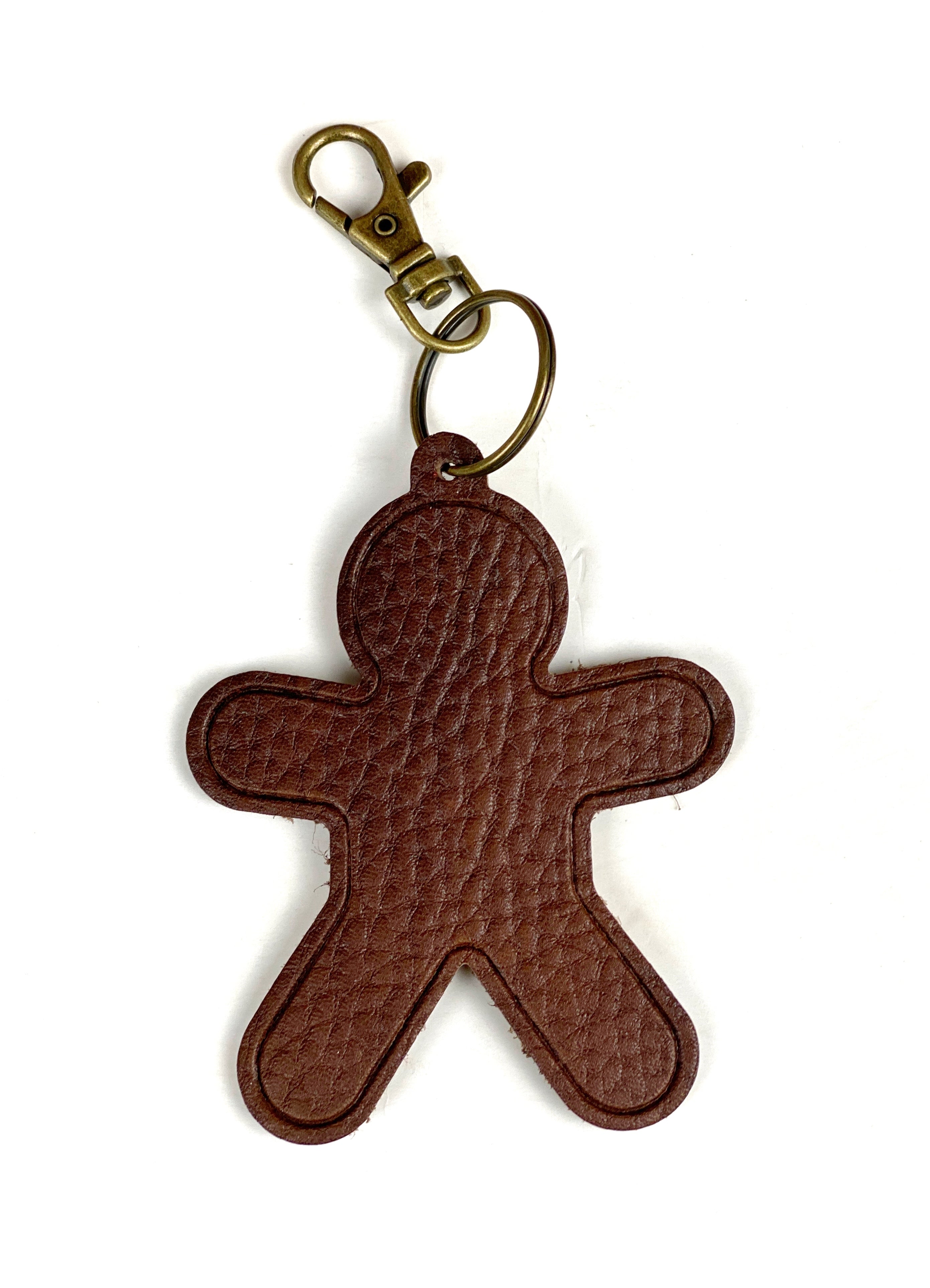 Leather Gingerbread Man Keychain