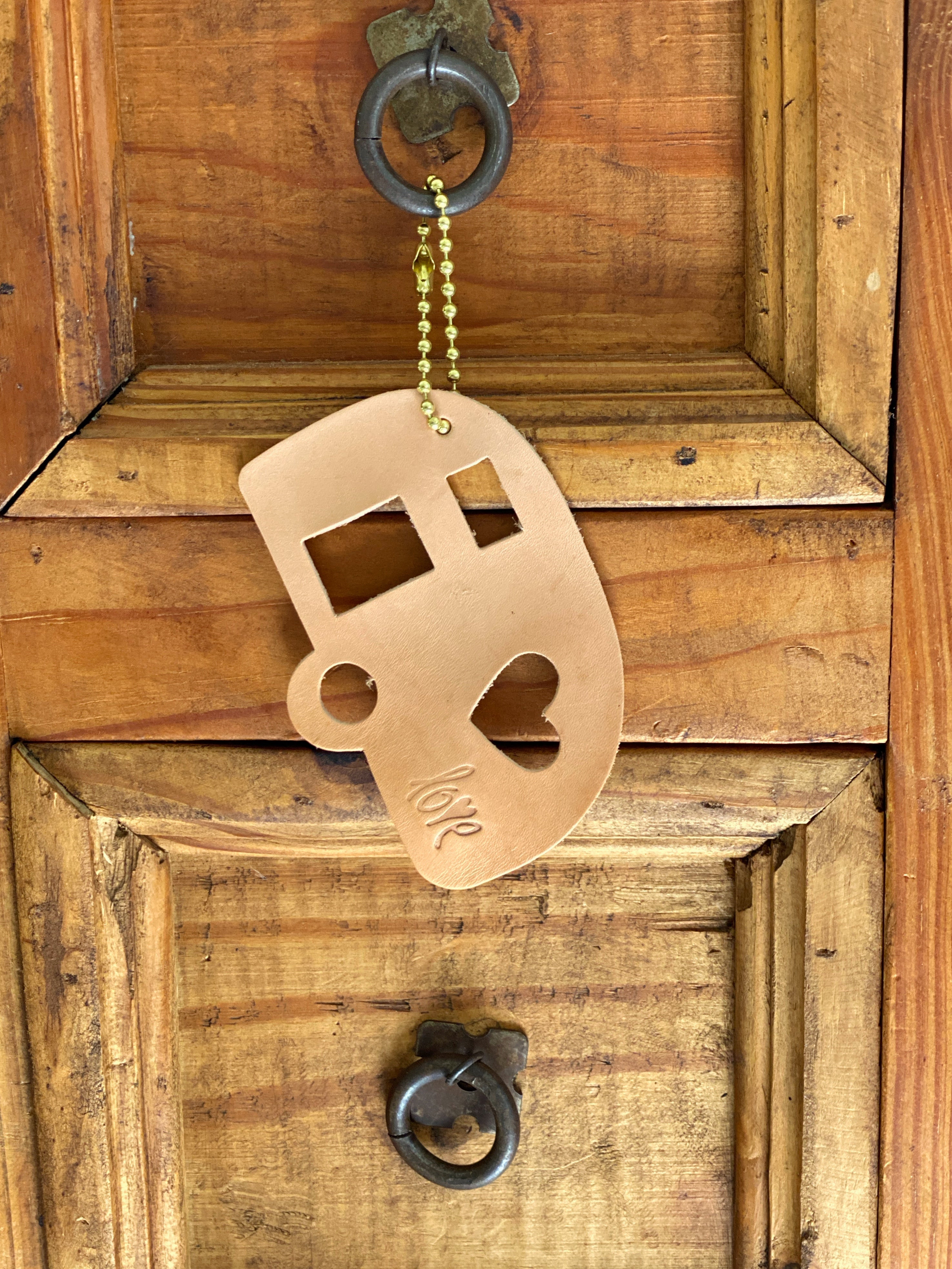 Leather Vintage Camper Tag Backpack or Purse Fob Retro Trailer