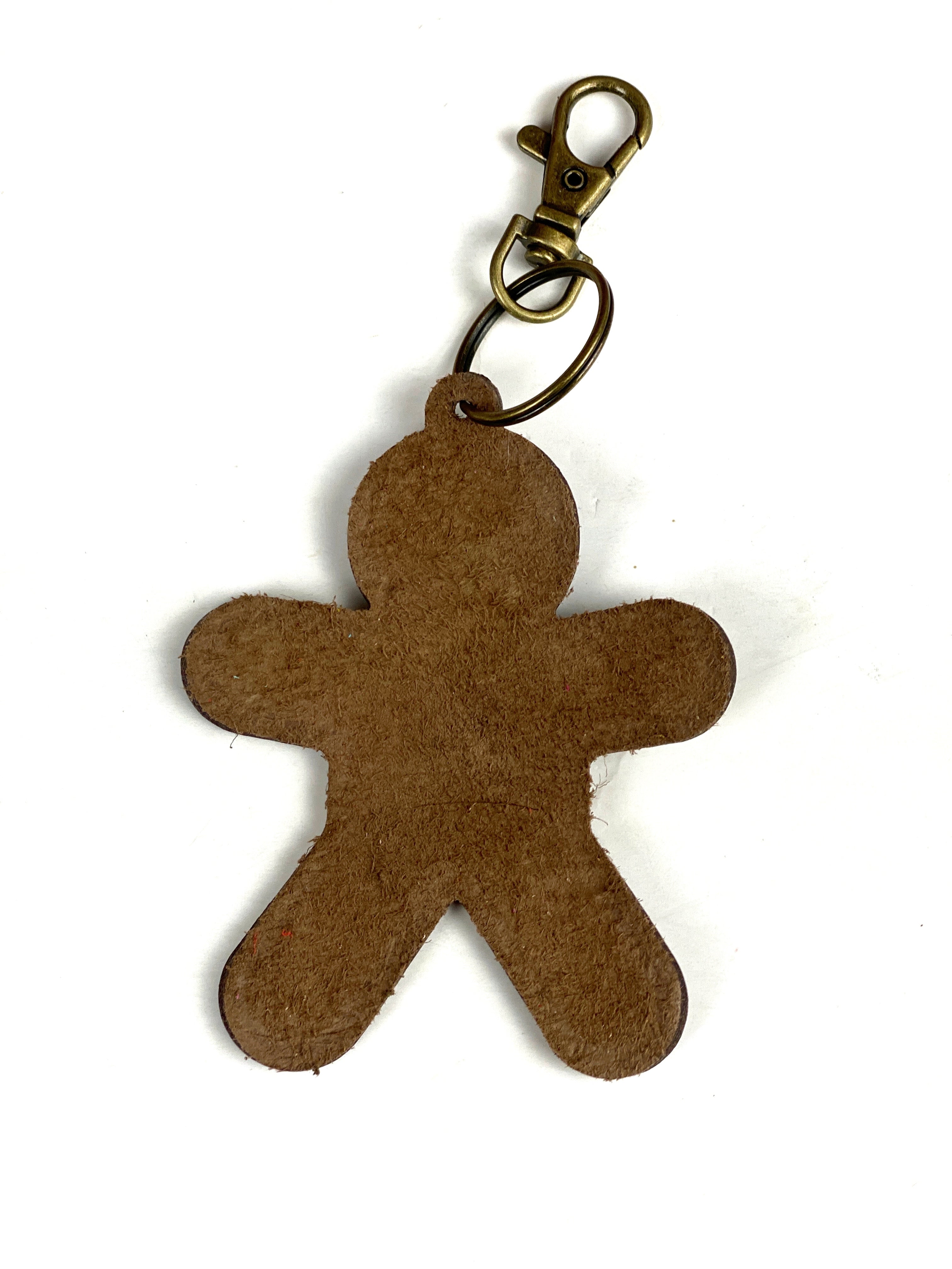 Leather Gingerbread Man Keychain