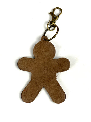 Leather Gingerbread Man Keychain