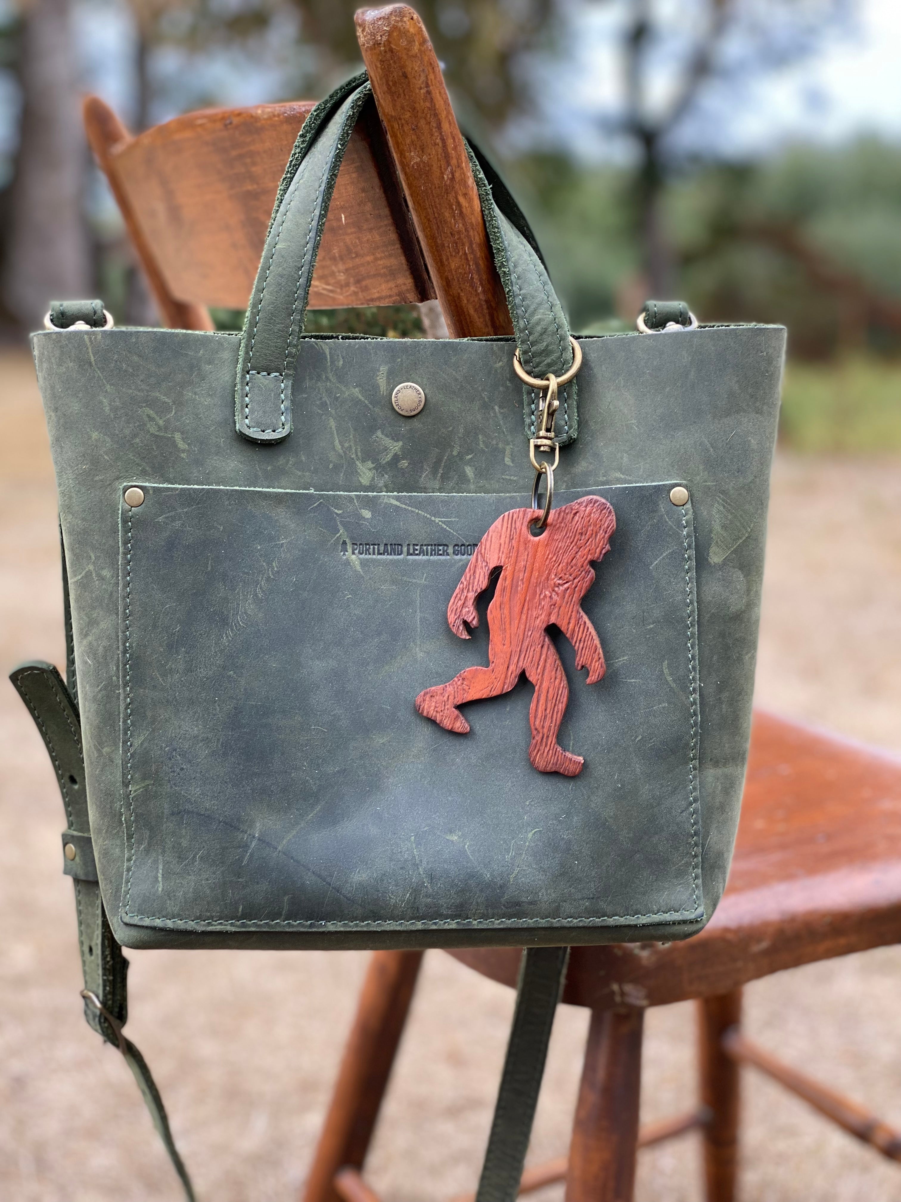 Sasquatch Embossed Leather Keychain BigFoot Key Ring Backpack or Purse Fob Swivel Clasp Key Holder Yeti Big Foot
