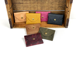 Mini Leather Card Cash Wallet, Gift Card Holder, Credit Card Snap Pouch, Small Snap Coin Purse
