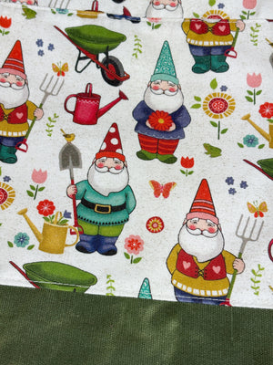 Garden Gnomes Canvas Project Bag, Project Bag for Knitters, Gnome Canvas Bag, Crochet Bag, Whimsical Project Bag