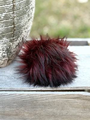 Bordeaux Faux Fur Pom Pom Burgundy