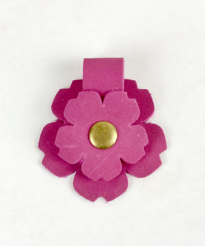 Scalloped Edge Snap on Leather Flower Bag Purse Charm