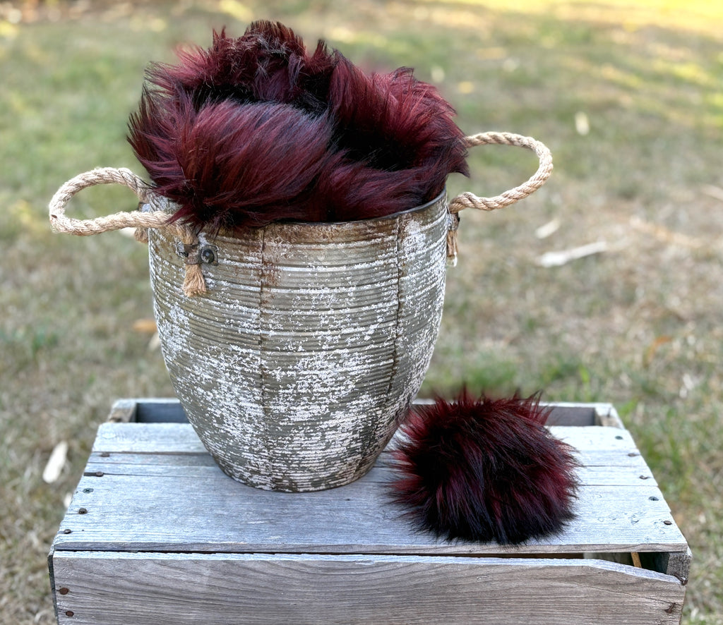 Bordeaux Faux Fur Pom Pom Burgundy