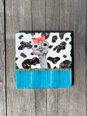 Barnyard Friends Ceramic Sublimation Coasters Pig Cow Ostrich Chicken