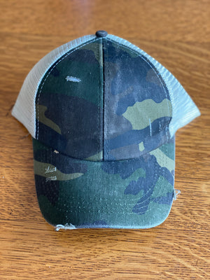 Giddy Up Sparkle Farts There's Chaos To Spread Mesh Trucker Ponytail Baseball Hat Cap with Raggedy Patch