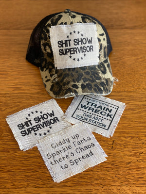 Assorted Hat Patches, Burlap Linen Look Sublimation Patch, Glue, Sew or Iron On Hat Patch, Raggedy Hat Patch, Camo Hat Patch