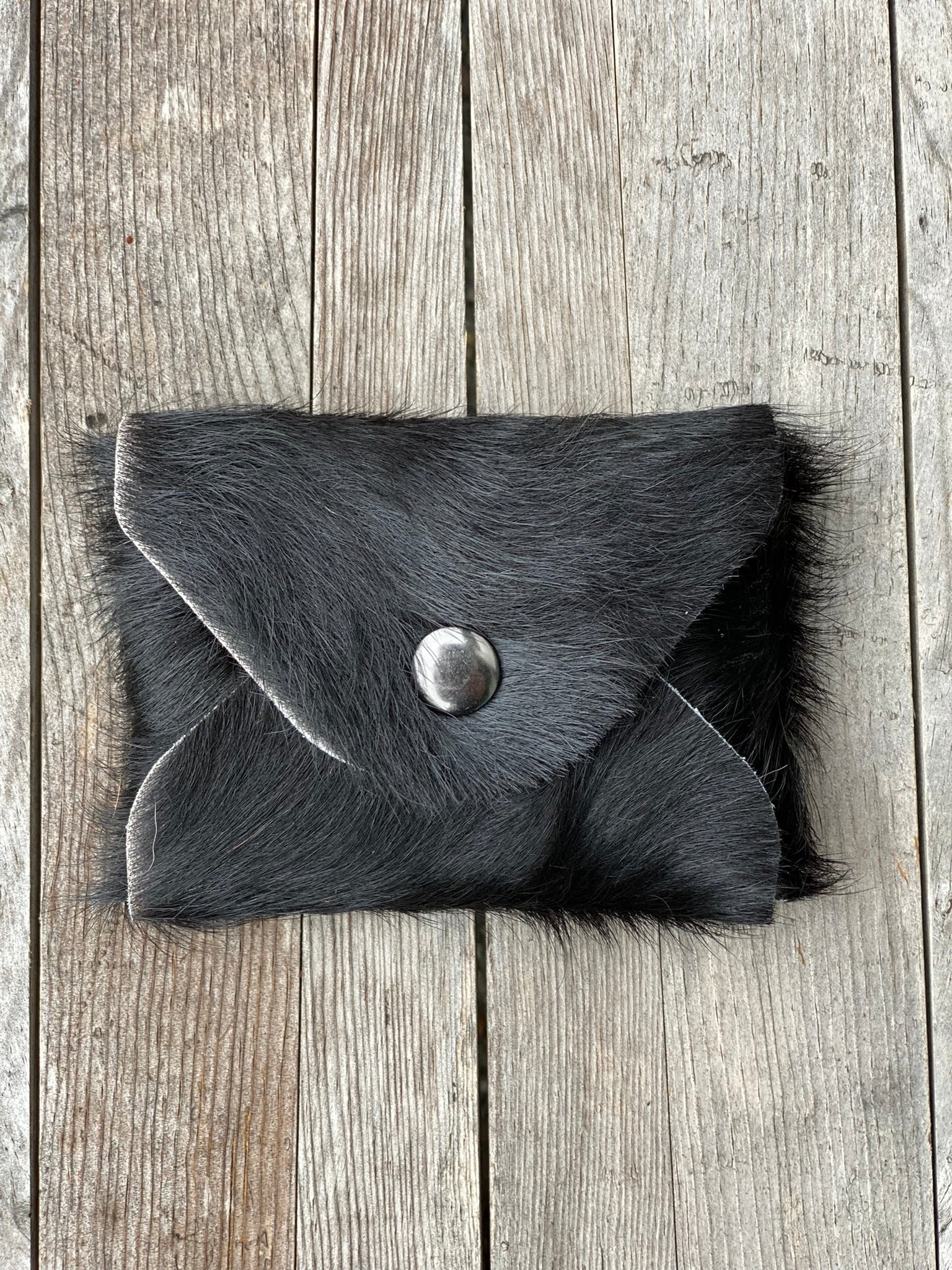 Cow Hide Mini Leather Card Cash Wallet, Gift Card Holder, Credit Card Snap Pouch, Hair On Leather Hide Small Snap Coin Purse