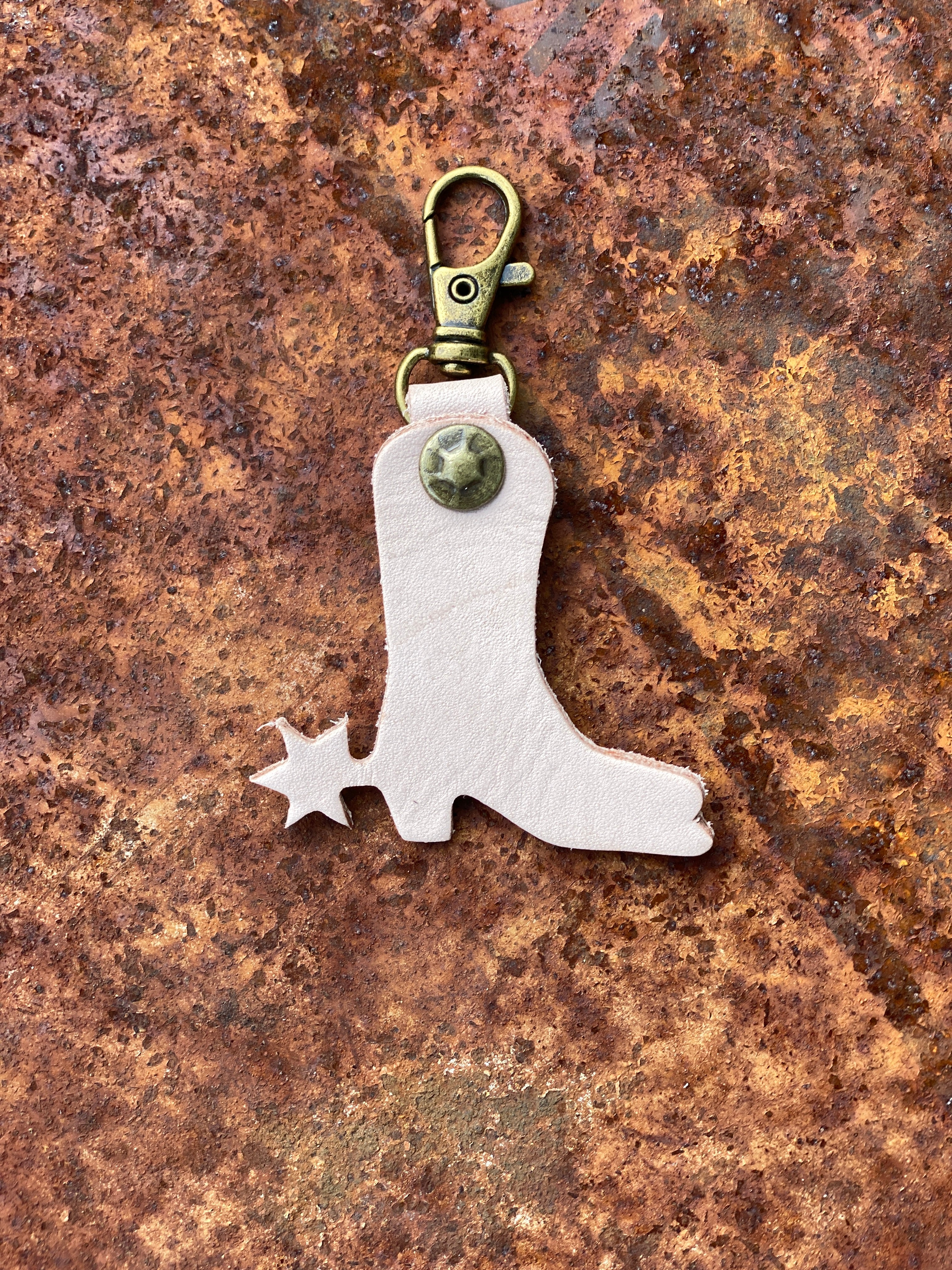 Leather Cowboy Boot and Spur Zipper Pull Keyring Purse Charm Bag Clip Western Theme