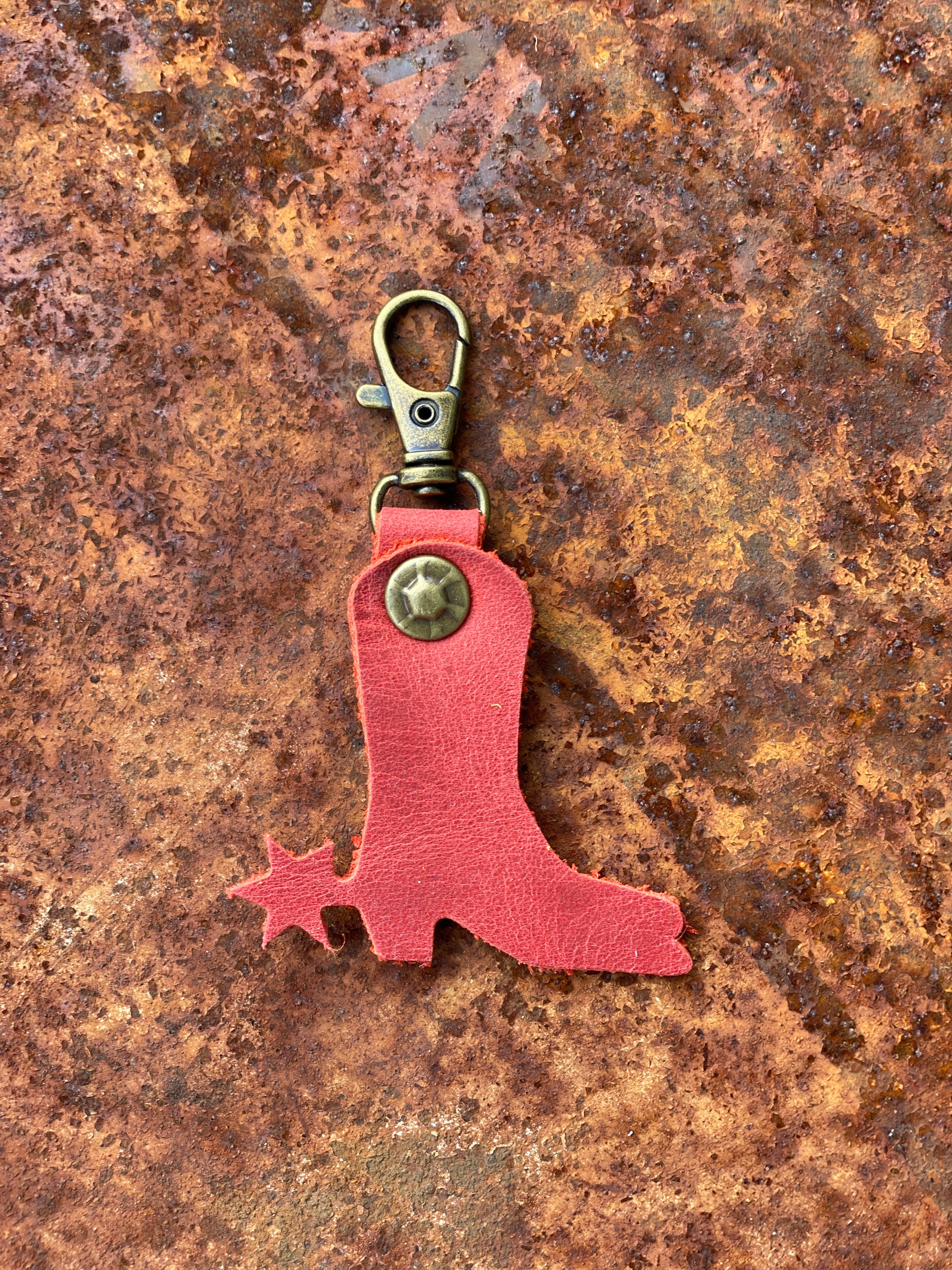 Leather Cowboy Boot and Spur Zipper Pull Keyring Purse Charm Bag Clip Western Theme