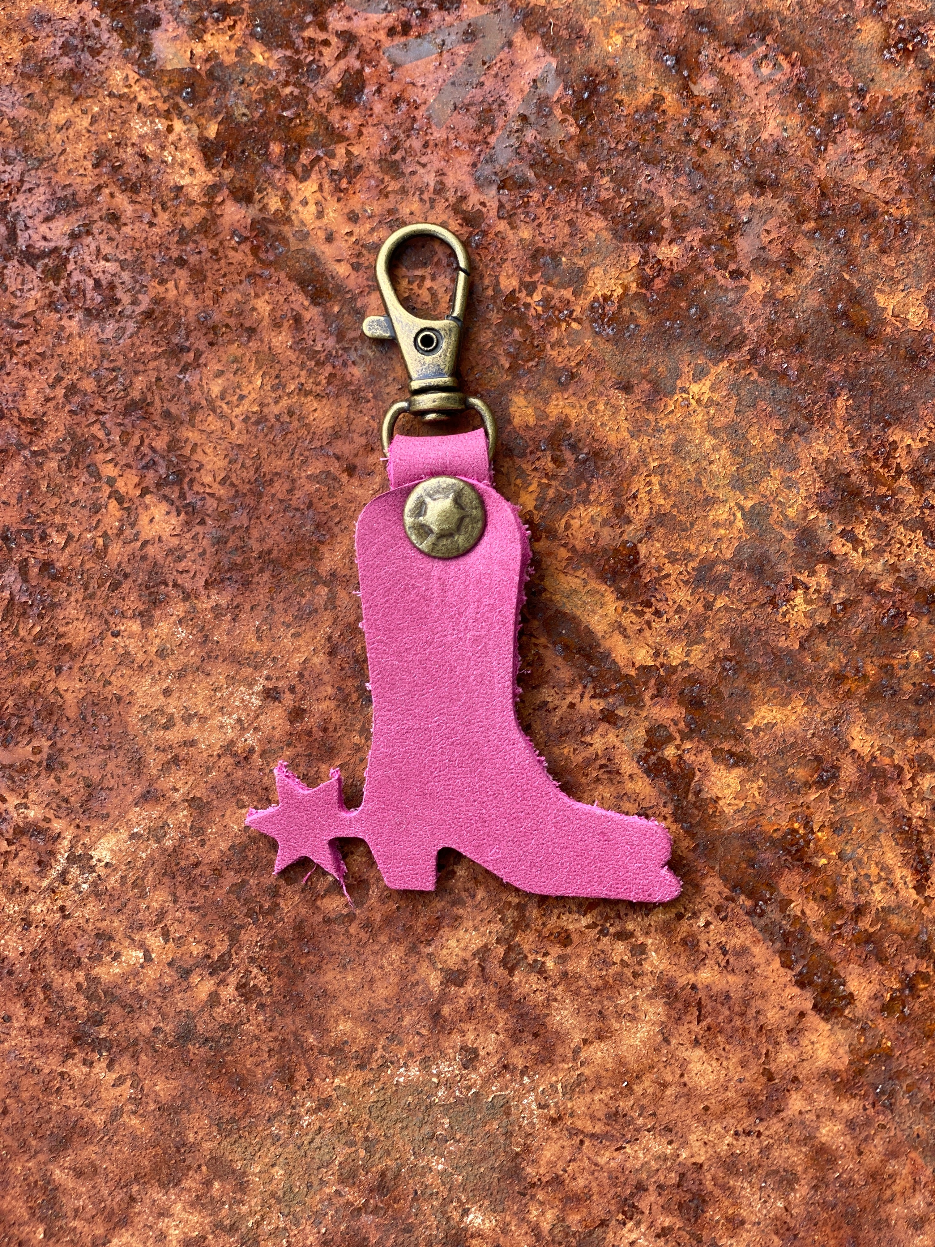 Leather Cowboy Boot and Spur Zipper Pull Keyring Purse Charm Bag Clip Western Theme
