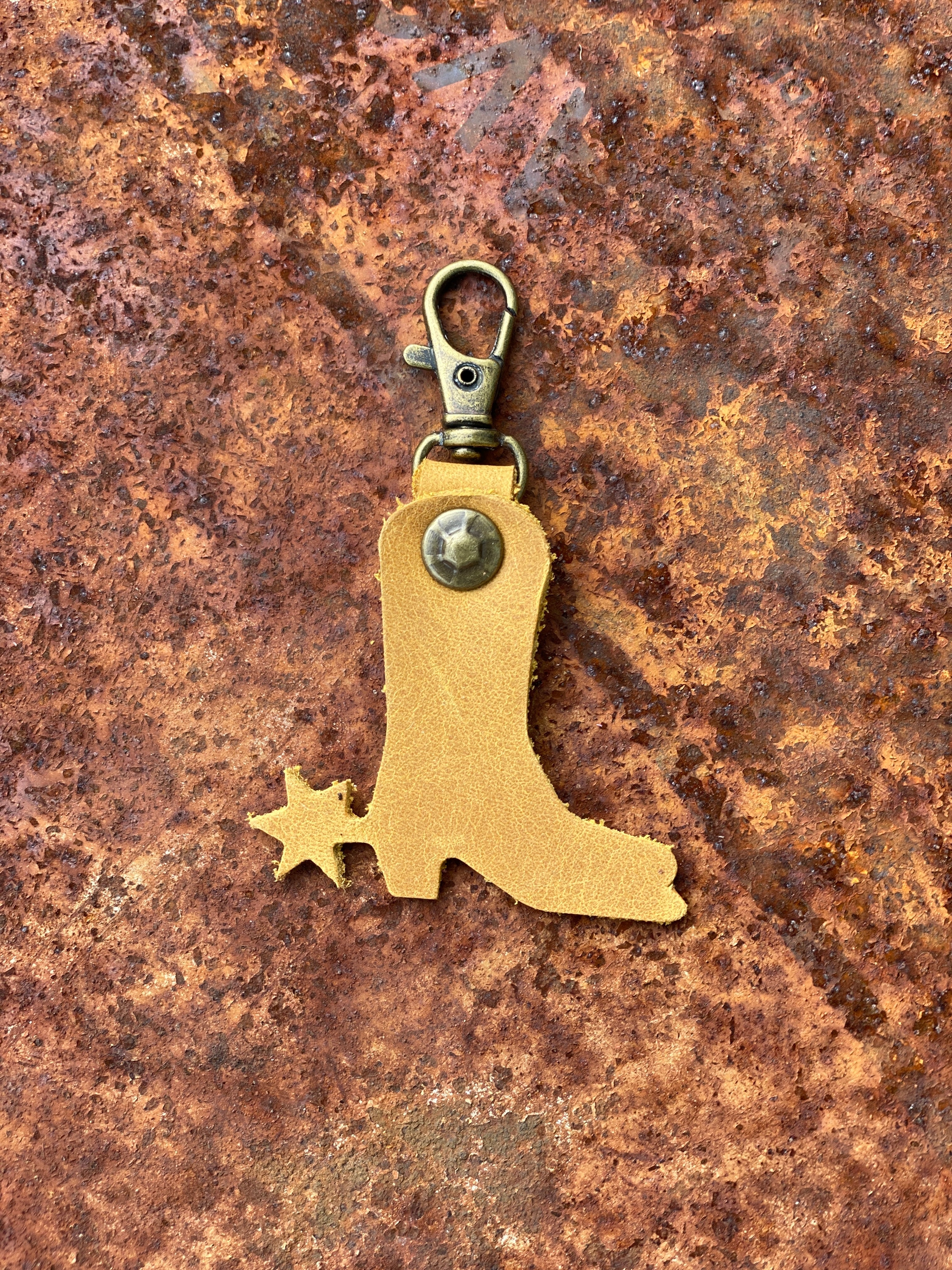 Leather Cowboy Boot and Spur Zipper Pull Keyring Purse Charm Bag Clip Western Theme