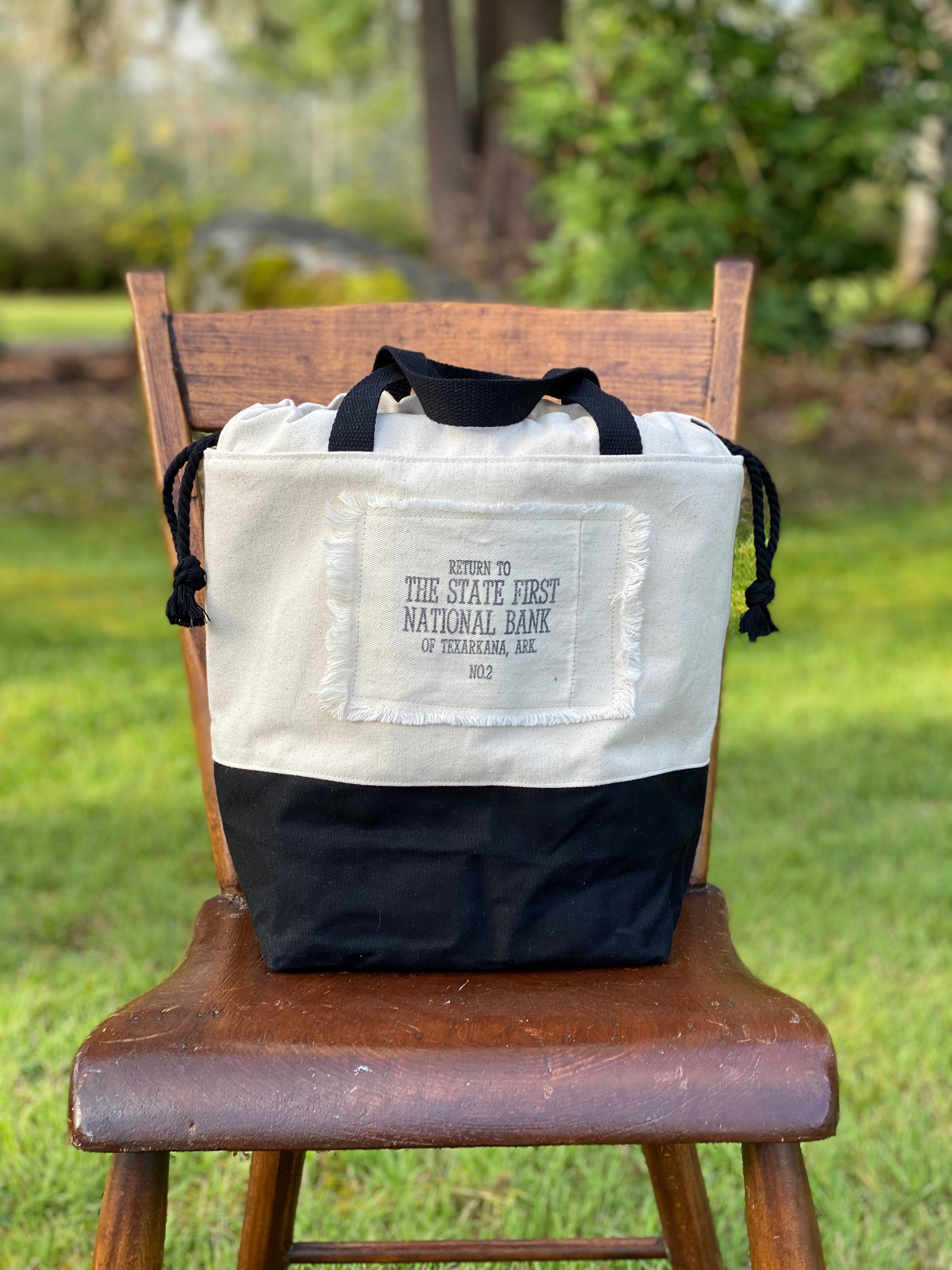 State First National Bank Texarkana Arkansas Upcylced Money Coin Bag Canvas Project Knitting Crochet