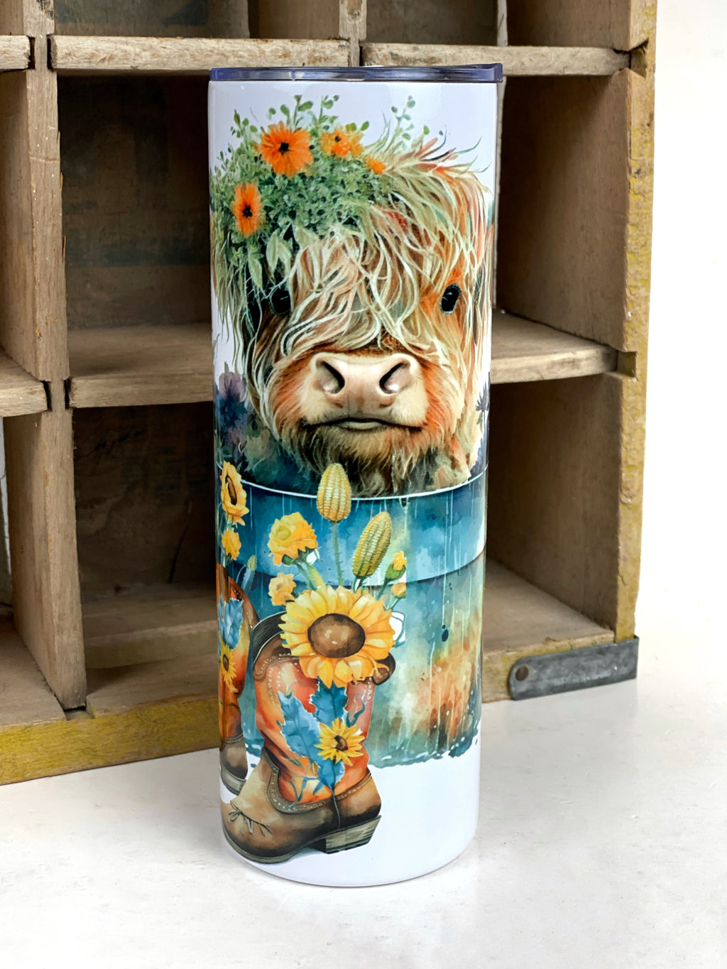 Highland Cow 20 oz Stainless Steel Skinny Tumbler Sublimation