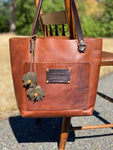 Leather Flower and Bead Purse Tassel Bag Charm