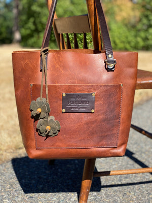 Leather Flower and Bead Purse Tassel Bag Charm