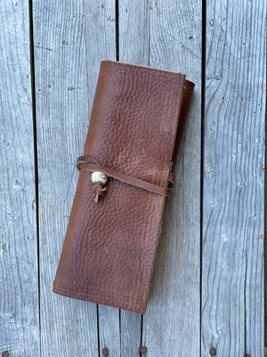 Leather Crochet Hook Pen Pencil Brush Tool Roll Case Organizer