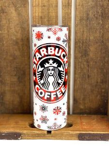 Starbucks Buffalo Plaid Snowflake 20 oz Stainless Steel Skinny Tumbler Sublimation Hot Cold Coffee Soda