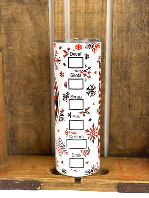 Starbucks Buffalo Plaid Snowflake 20 oz Stainless Steel Skinny Tumbler Sublimation Hot Cold Coffee Soda