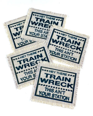 Hey There Trainwreck This Aint Your Station Lightweight Canvas Tote Bag, Leopard Print Mesh Ponytail Baseball Cap, Hat Patch