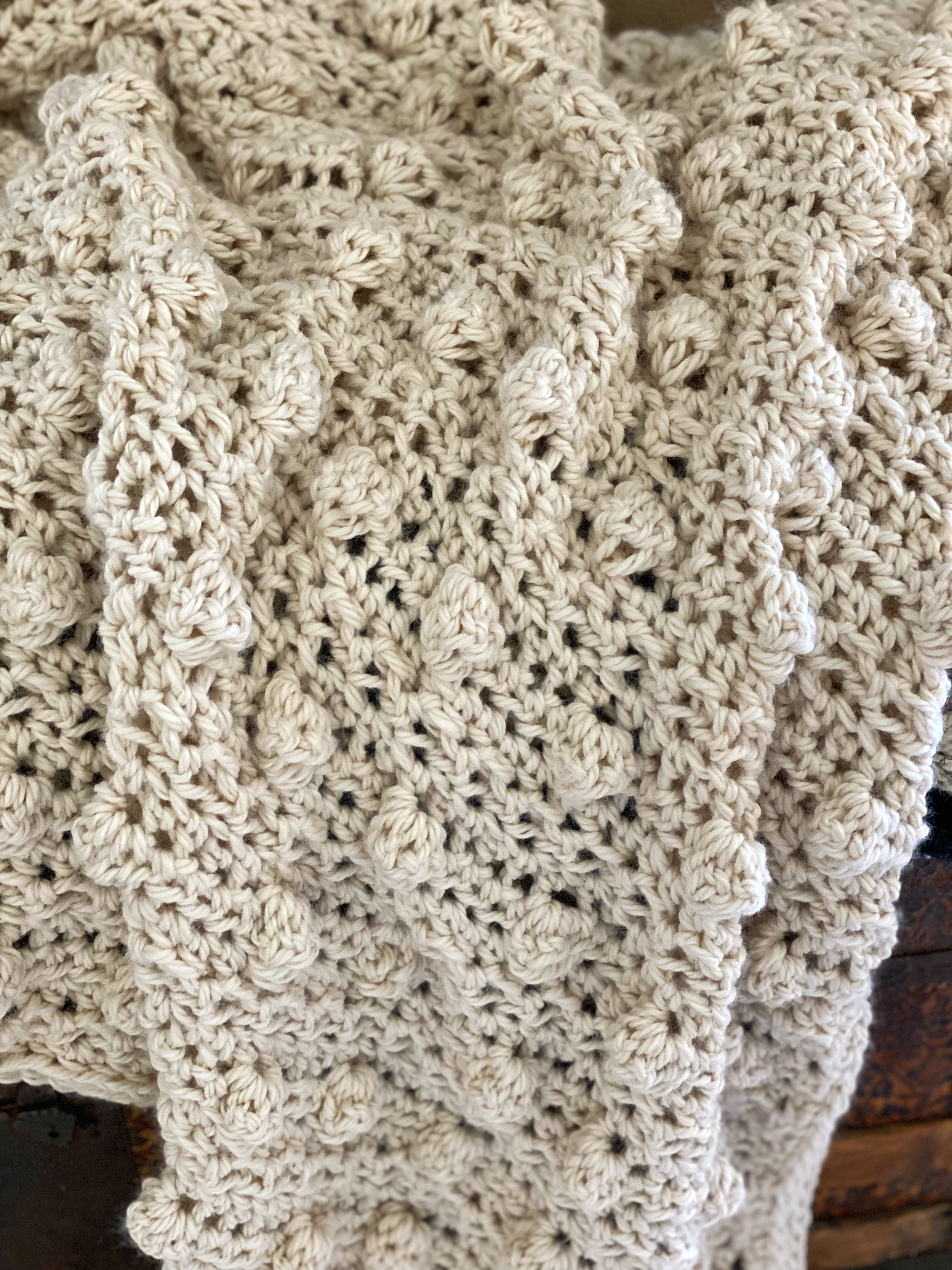 Chunky Crochet Bobble Blanket Handmade Afghan Super Cozy