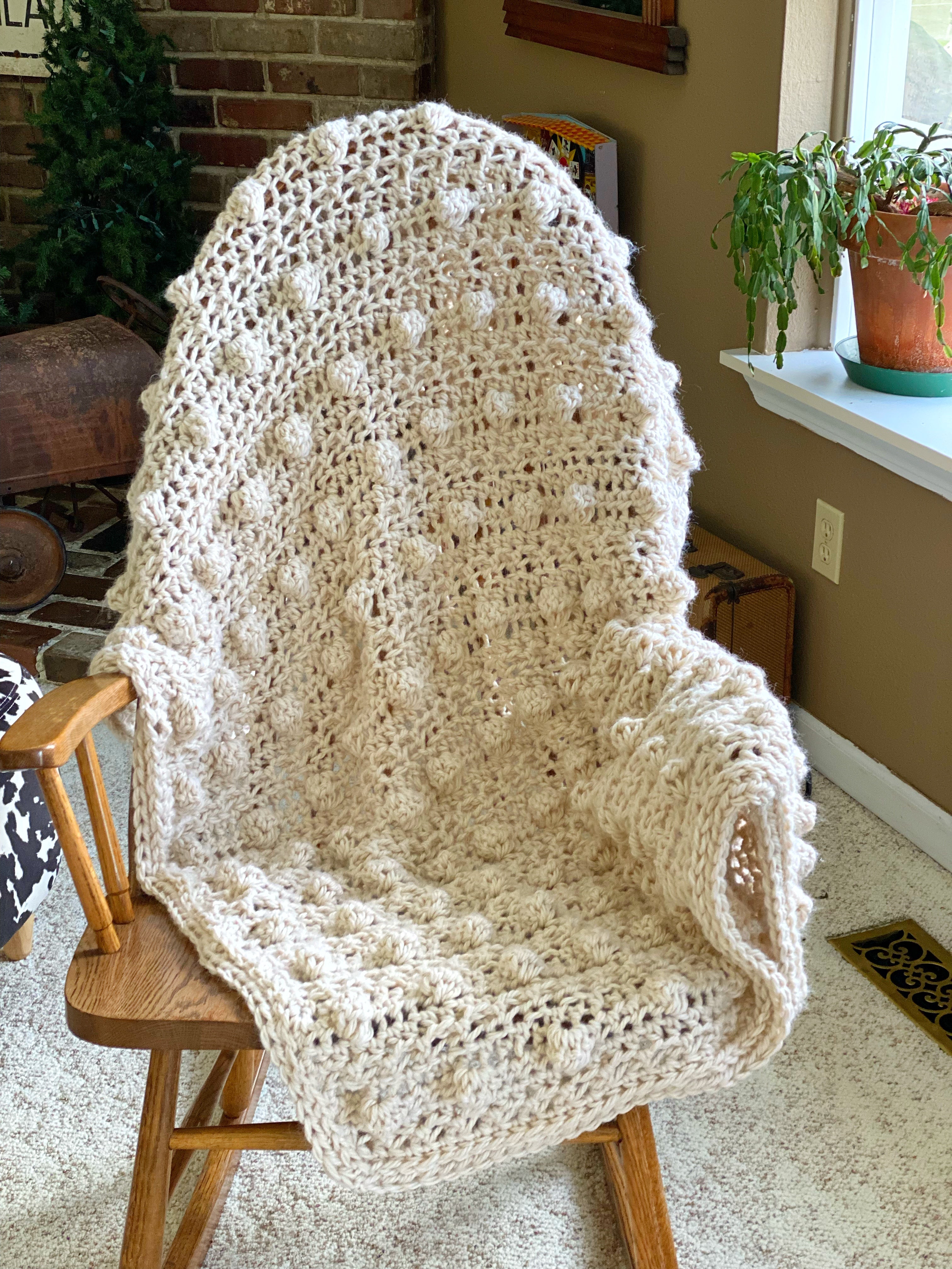 Chunky Crochet Bobble Blanket Handmade Afghan Super Cozy