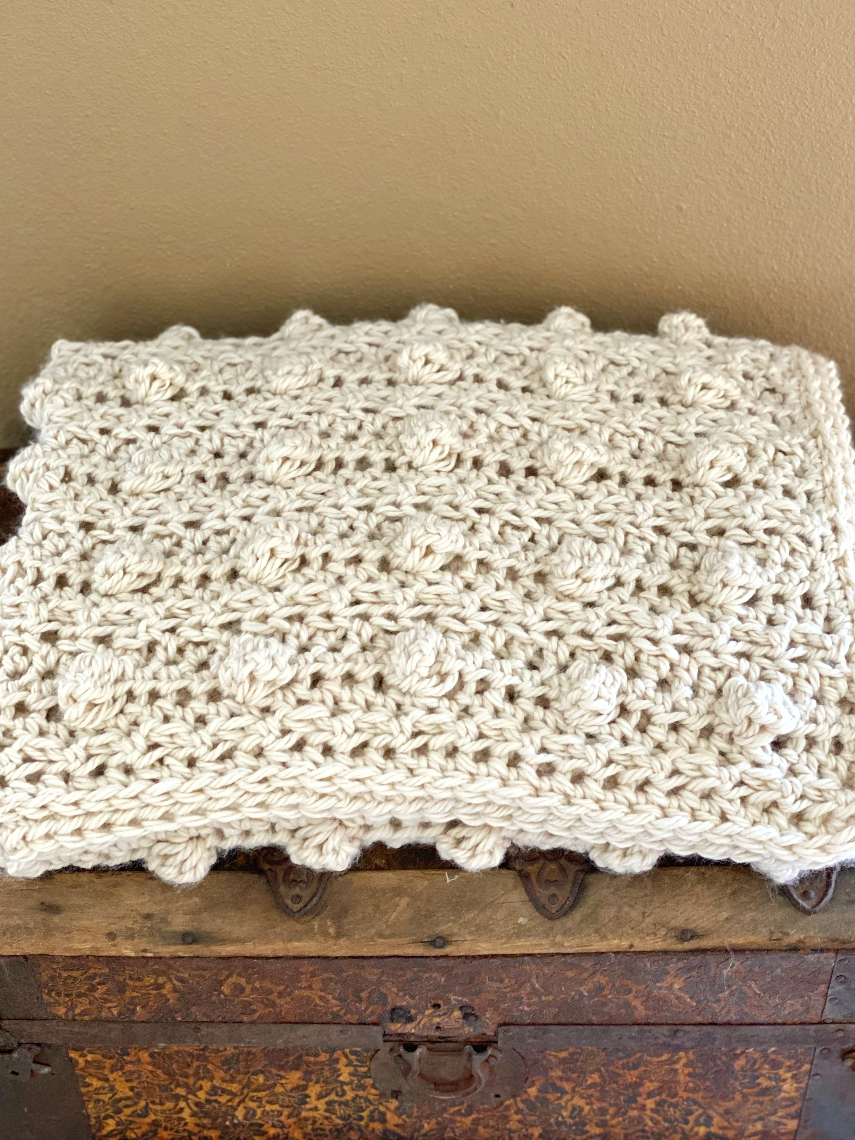 Chunky Crochet Bobble Blanket Handmade Afghan Super Cozy