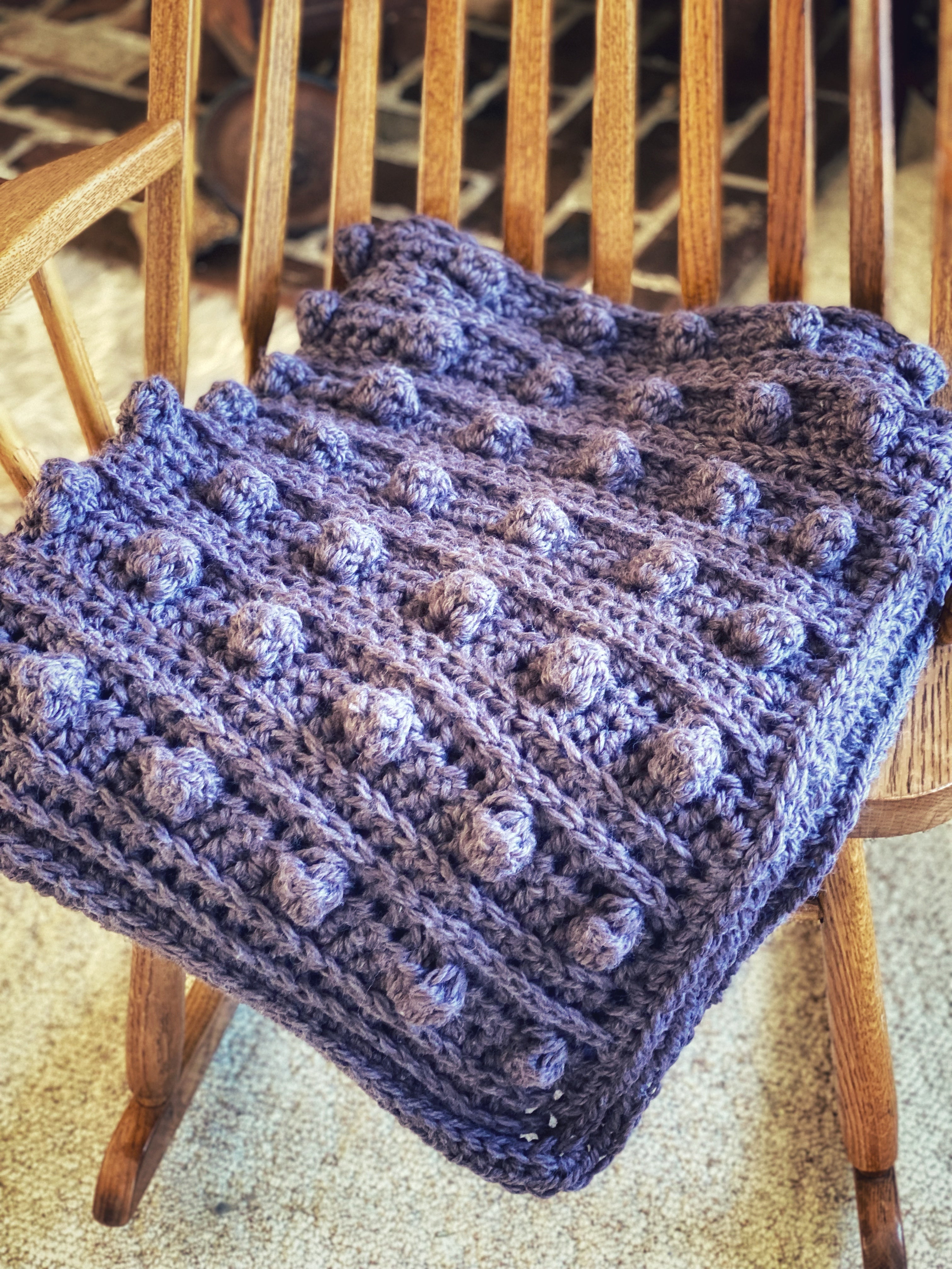 Chunky Crochet Bobble Blanket Handmade Afghan Super Cozy