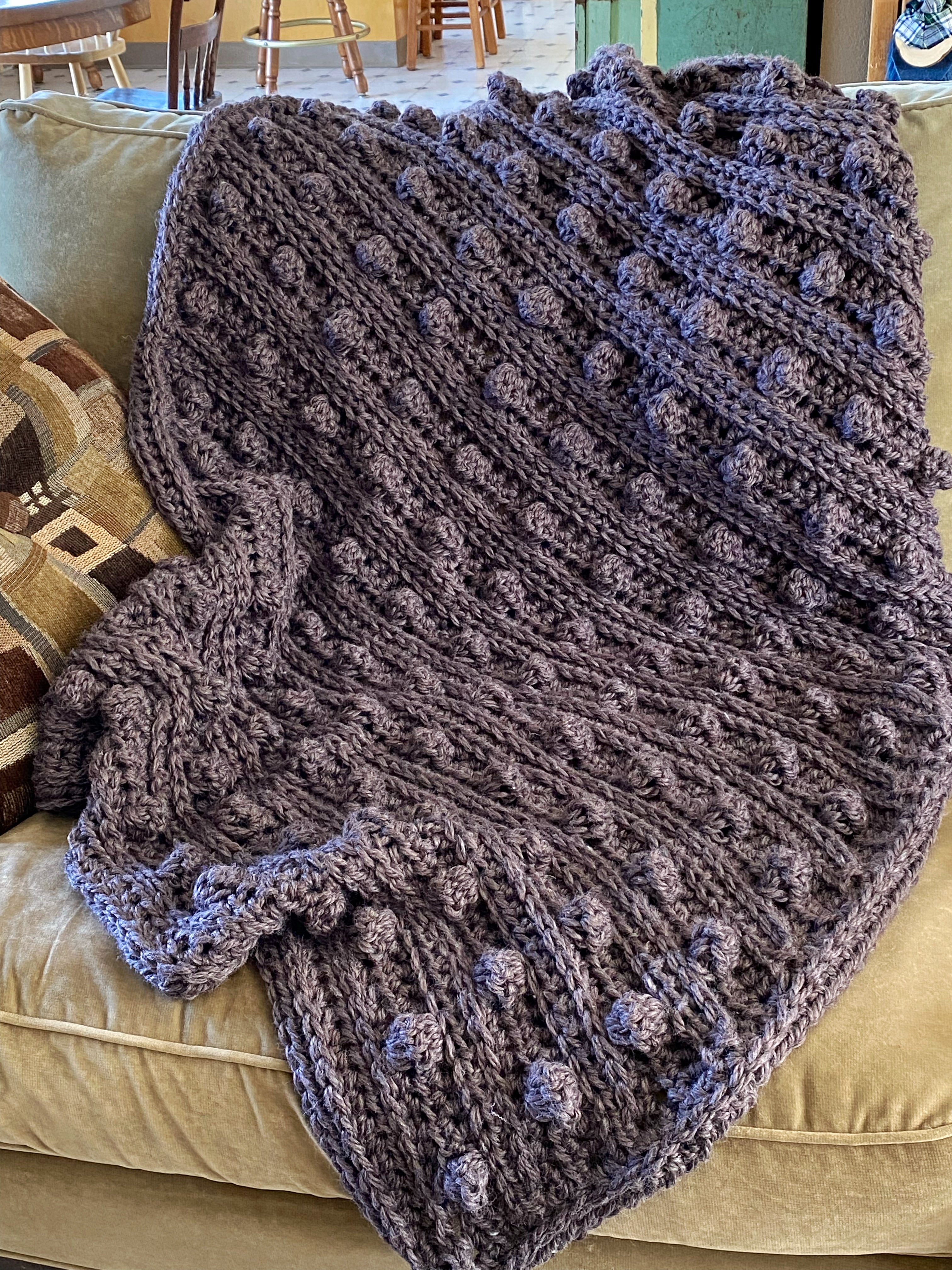 Chunky Crochet Bobble Blanket Handmade Afghan Super Cozy