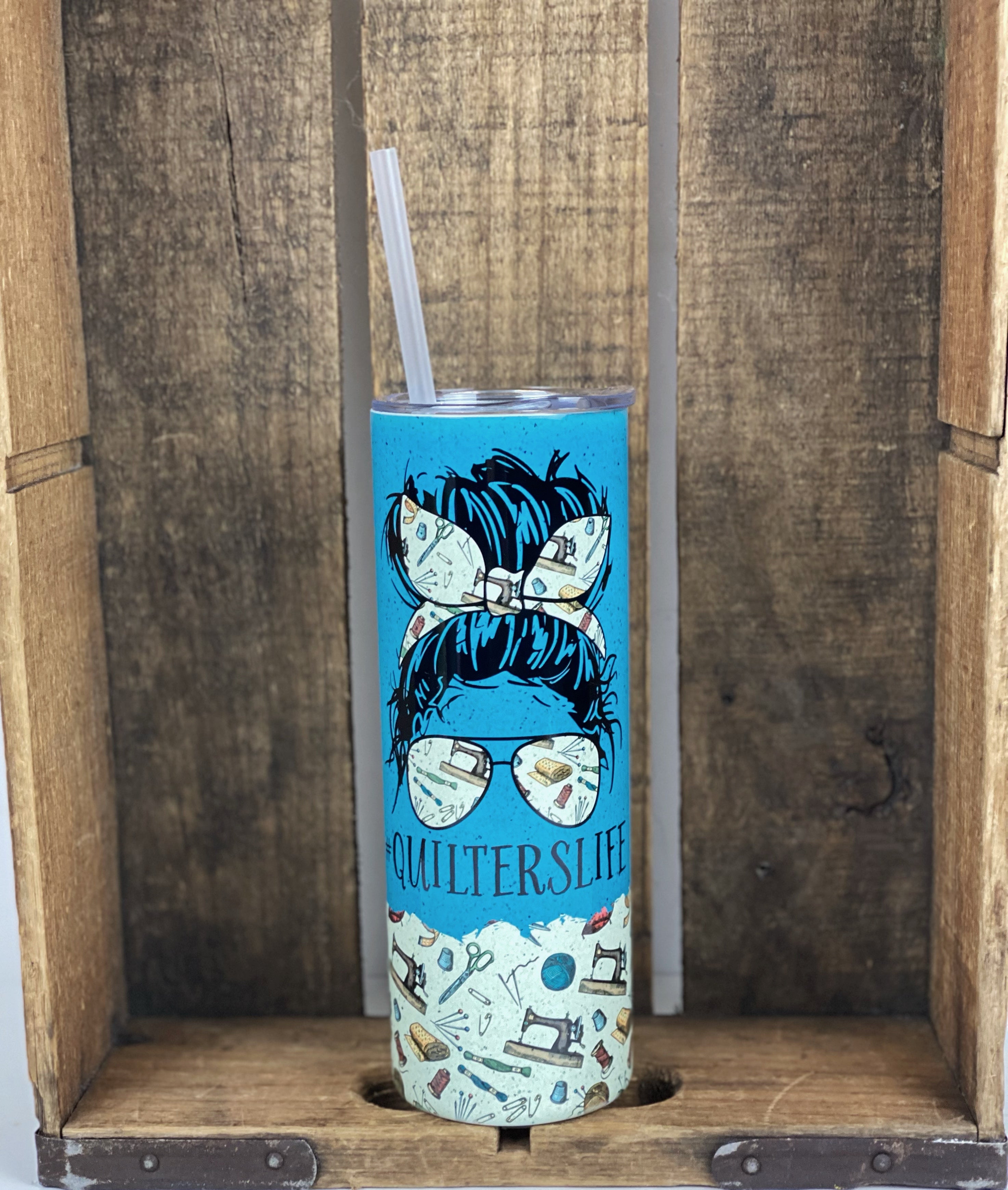 Crafter Sewing Quilting  20 oz Stainless Steel Skinny Tumbler Sublimation
