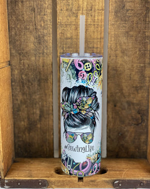 Crafter Sewing Quilting  20 oz Stainless Steel Skinny Tumbler Sublimation