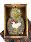 Knit Urban Camo Chicken Beanie Wool Blend Womens Adult Hat Faux Fur Pom Pom Hat