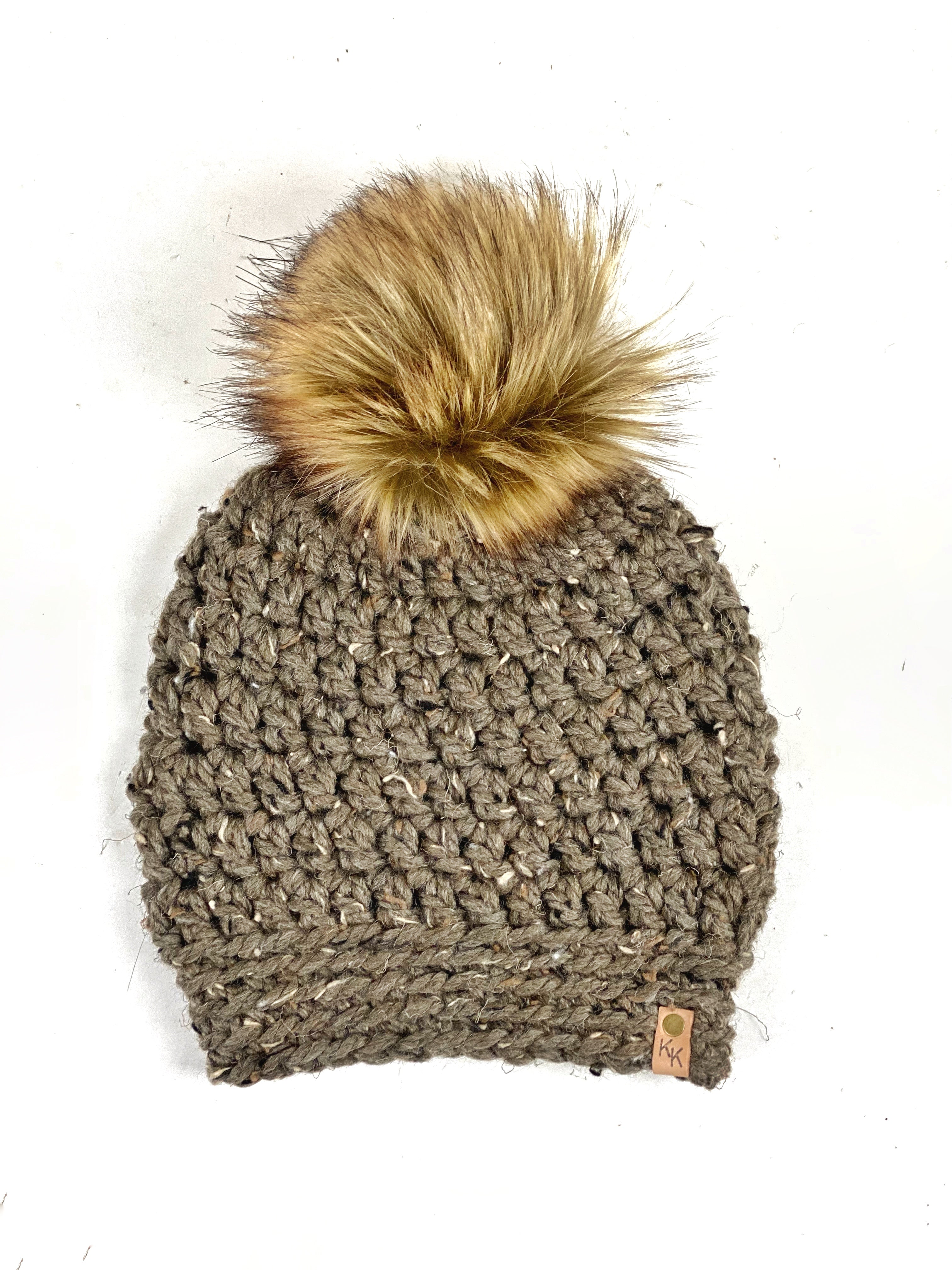 Slightly Slouchy Pom Beanie, Womens Crochet Hat, Handmade Crochet Beanie