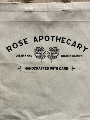 Rose Apothecary Cotton Tote Bag, Lightweight Thin Natural Cotton Tote Bag, Reusable Tote Book Bag, HTV Vinyl Tote, Farmers Market Bag