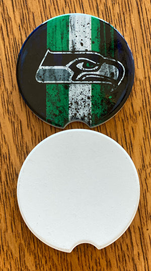 Seattle Seahawks Car Coasters Ceramic Stone Sublimation Set of 2