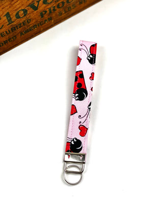 Assorted Cotton Wristlet Key Fob, Cotton Wrist Key Chain Holder, Cute Wristlet Keychain
