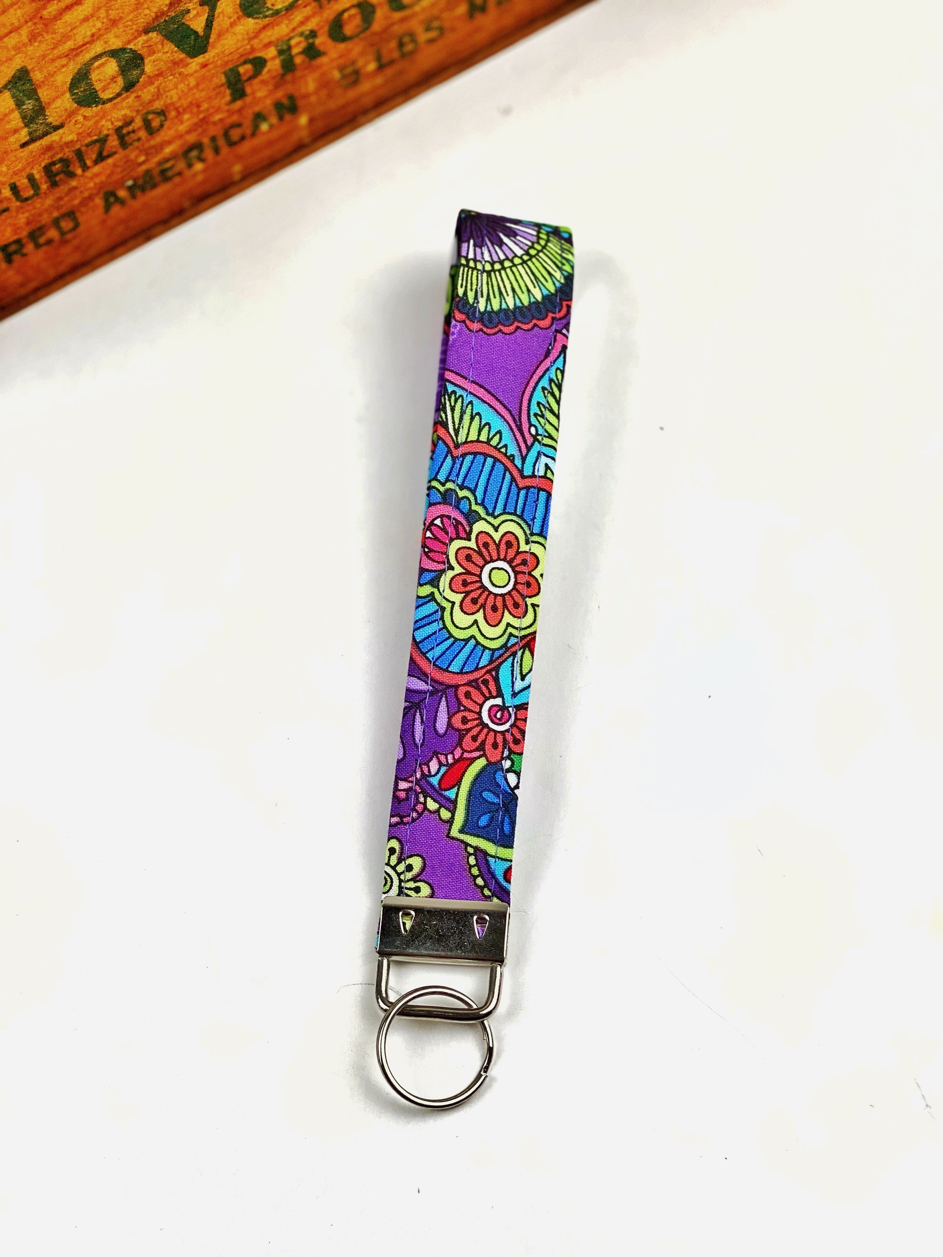 Assorted Cotton Wristlet Key Fob, Cotton Wrist Key Chain Holder, Cute Wristlet Keychain