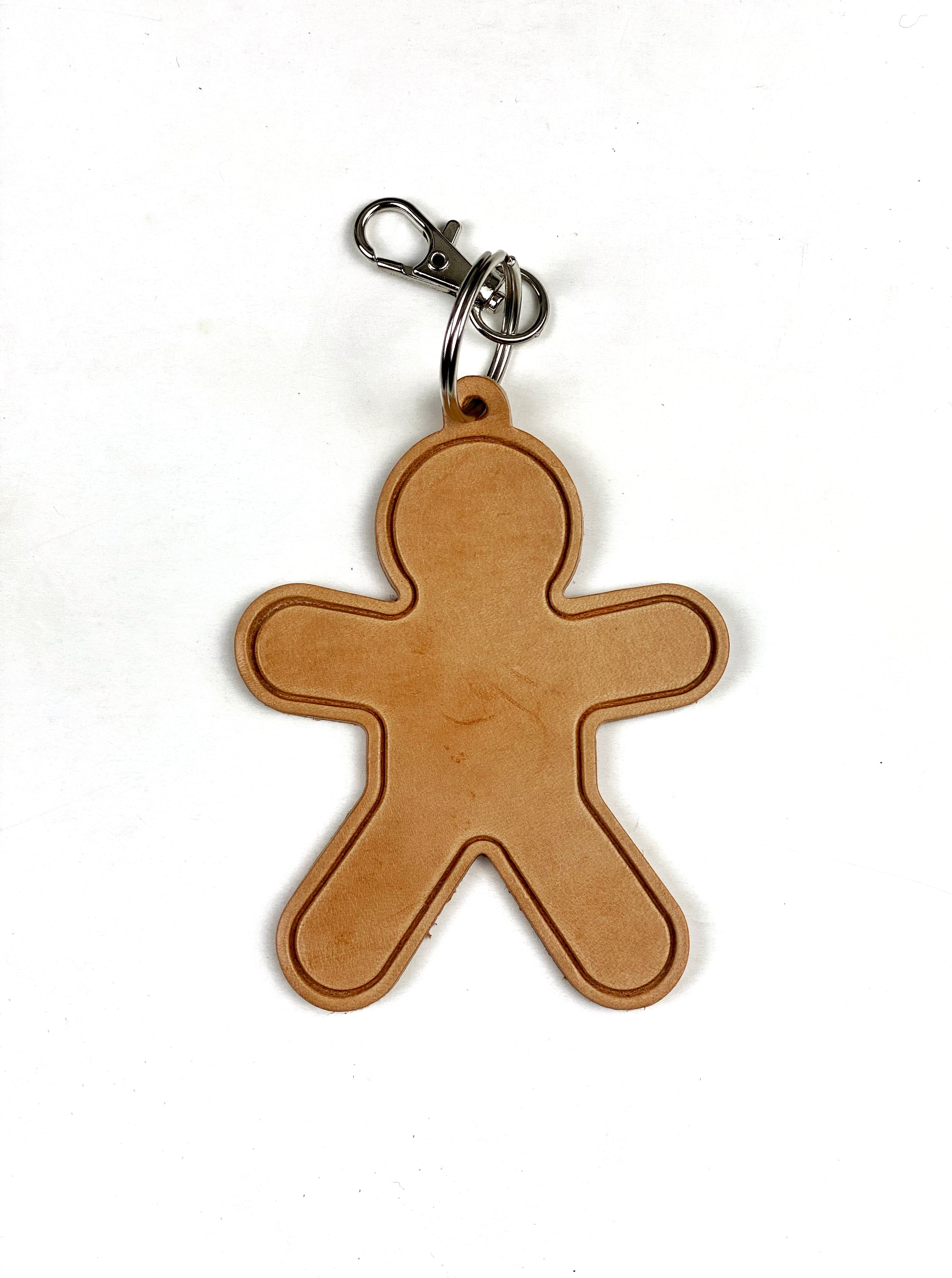 Leather Gingerbread Man Keychain