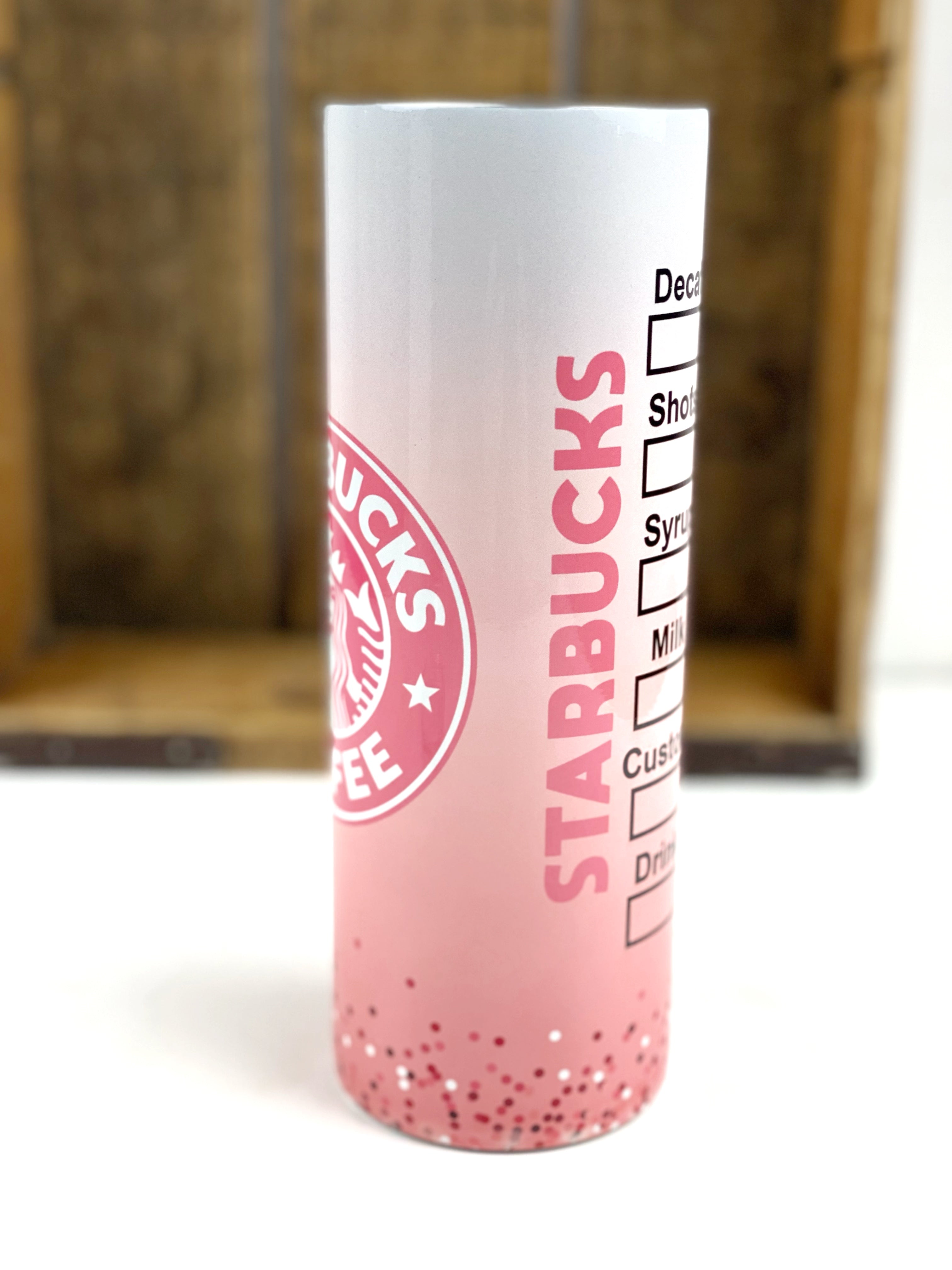 Starbucks Pink Bling 20 oz Stainless Steel Skinny Tumbler Sublimation