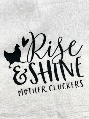 Chicken Flour Sack Towel, Mother Clucker Kitchen Towel, Extra Large Cotton Towel, Heat Pressed Vinyl Kitchen Towel, White Cotton Towel