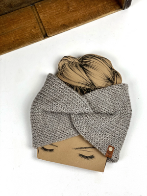 Messy Bun Ear Band Headband Touch of Alpaca Twist Turban Style Earwarmer Head Wrap Hat Alternative Black Green Taupe Lilac